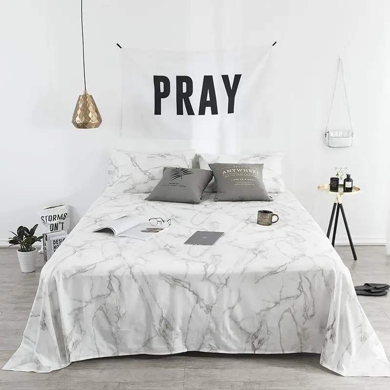 Комплект постельного белья из хлопка с простыней и наматрасником двуспальный