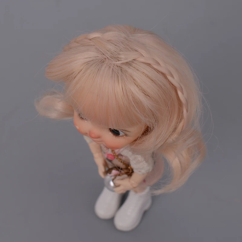 

Aidolla 1/8 BJD Doll Wig Long Curly Bangs Braid Hair Soft Fiber Cute Wig Doll Accessories For DIY BJD SD Doll Girl Gift