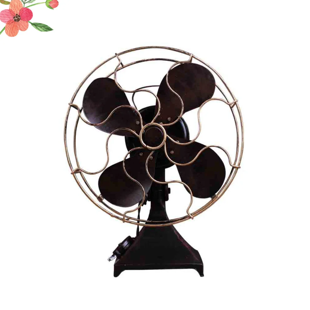 

1PC Vintage Iron Standing Fan Model Household Casual Desktop Fan Craft Photo Props for Home Bedroom Decoration