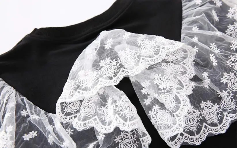 

Girls baby lace patchwork dress spring autumn new long sleeve ruffles letter print dress children dress teenage clothes ws1749