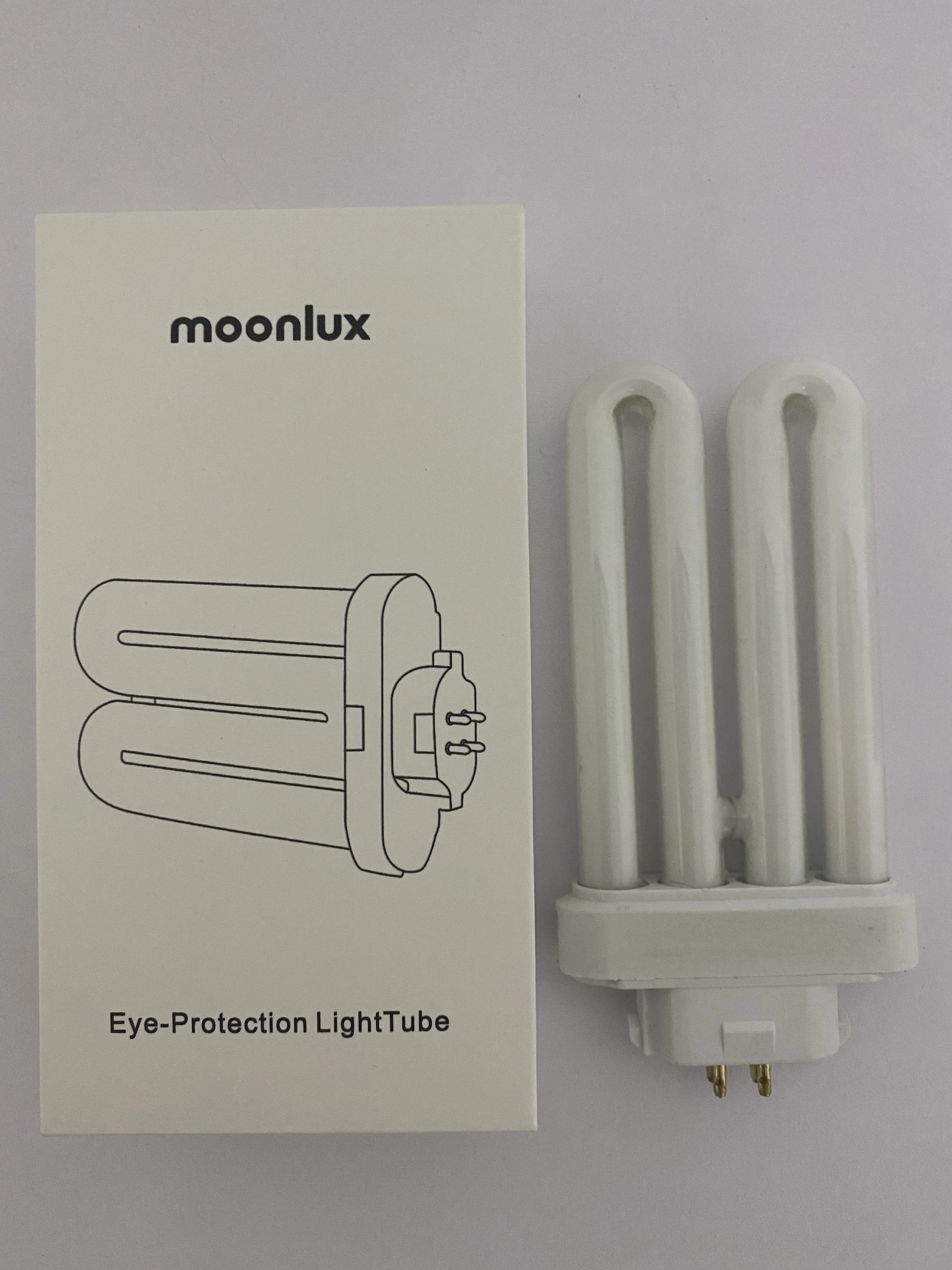 moonlux AC220V-240V Four Pins G10q Fluorescent Light Tube 15W Square Needles Eye-Protection LightTubes