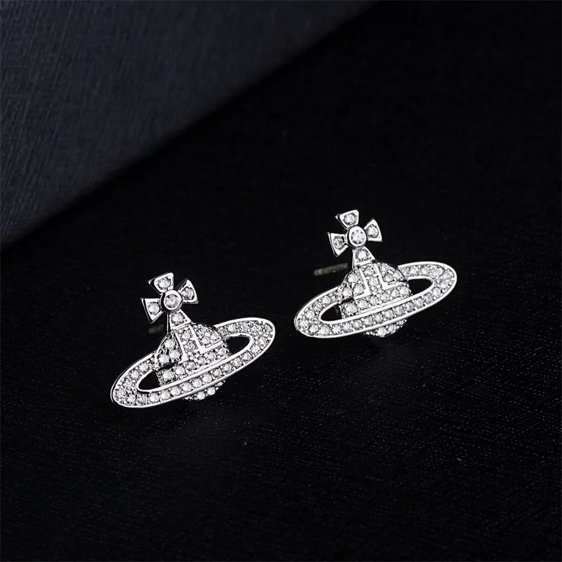 

New Arrival Gold Color Star Stud Earrings for Women Rhinestone Saturn Earring Female Korean Jewelry Gift Wholesale