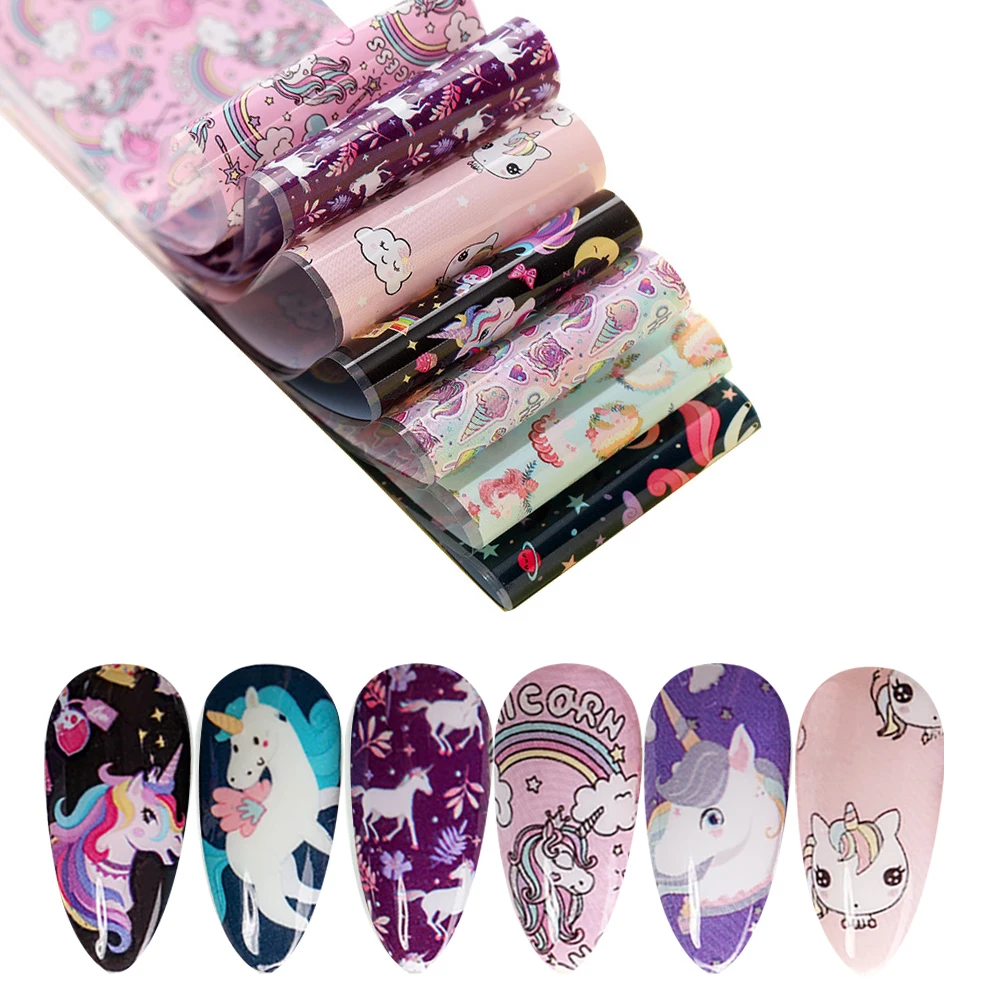 10 шт. Голографическая фольга для ногтей в виде единорога|Стикеры и наклейки| |