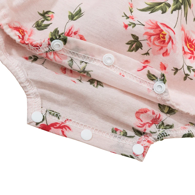 

2021 0-18M Baby Boys Girls Romper Newborn Infant Cute Bowknot Floral Jumpsuit + Bow Headband Hot