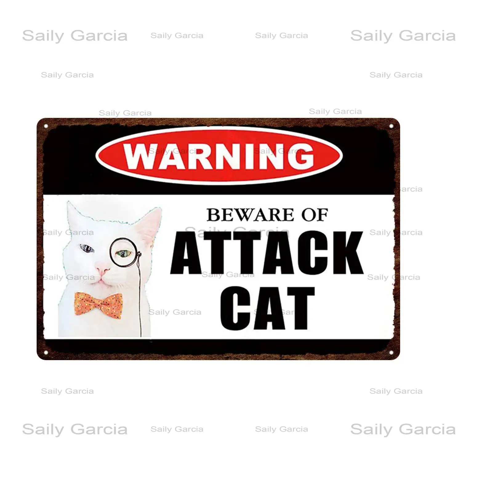 Warning Sign Pet Cats Tin Metal Beware Of Attack Cat Plates Wall Stickers Art Poster For Home Room Shop | Дом и сад