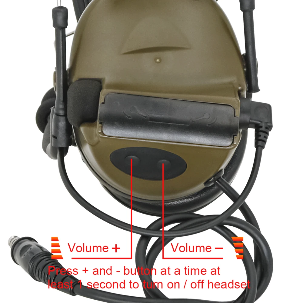 Electronic tactical noise reduction shooting hearing protection headset + silicone earmuffs + U94 PTT