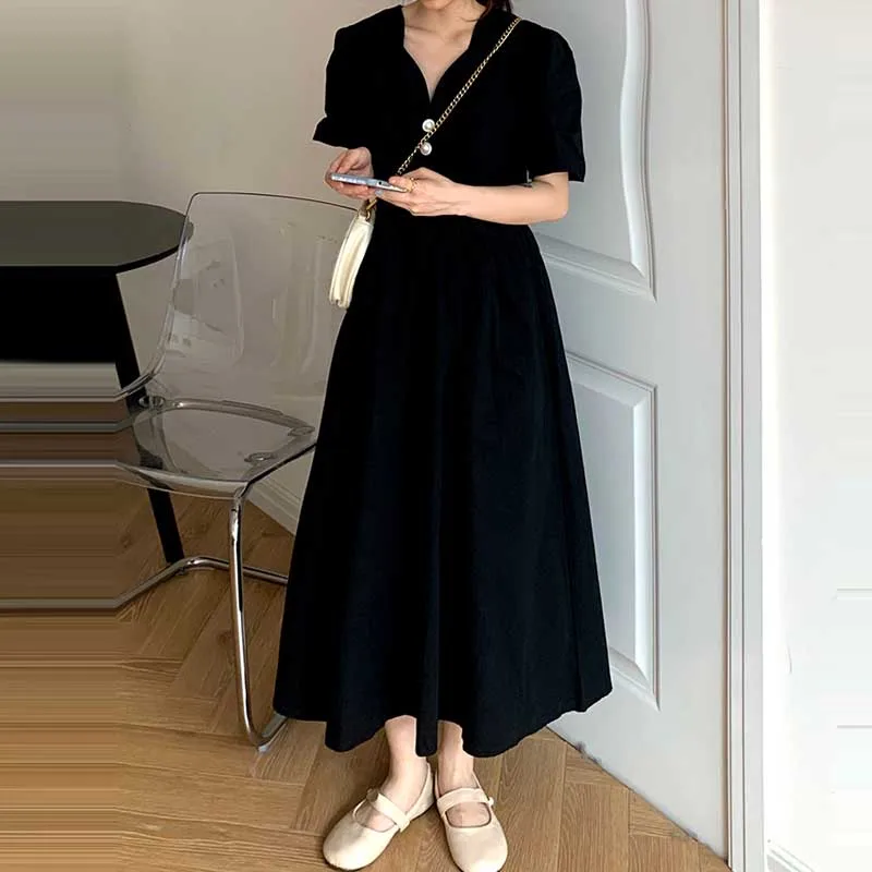 

French Summer Women New Dresses One-Piece Elegant Korean Loose Casual Dress 2021 New Sundress Ladies Fashion Dress Midi Dress