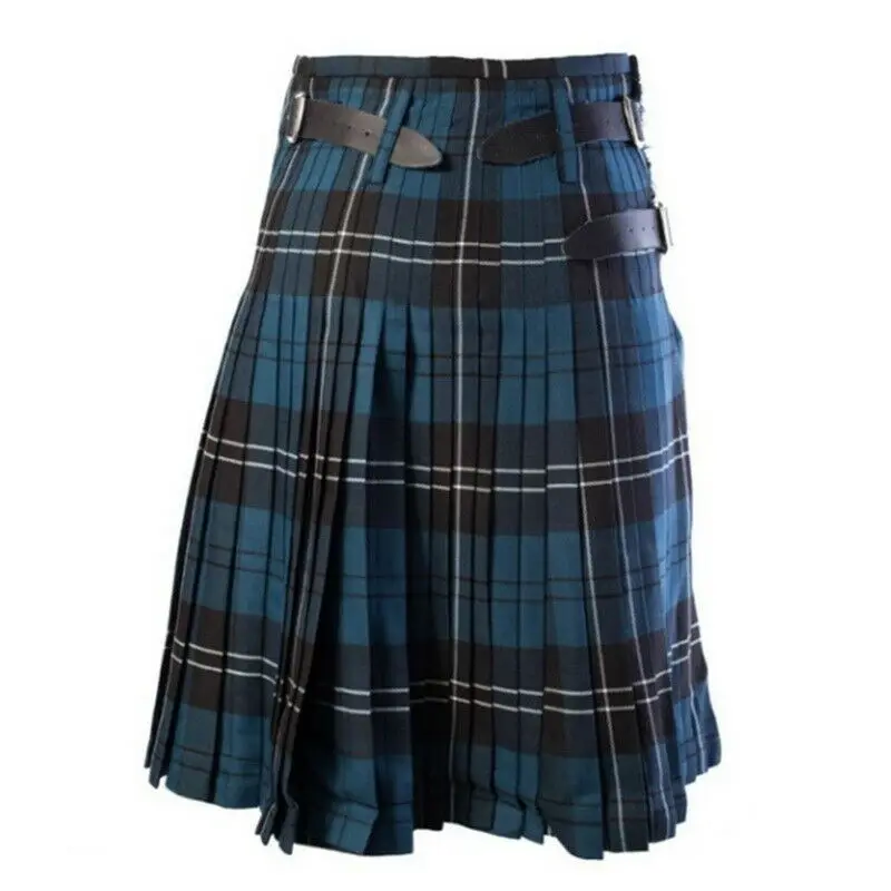 

EU Size Fashion Trend Men Skirts Scottish Mens Leisure Kilt Traditional Highland Skirt Combat Uniform Skirt Check Printing