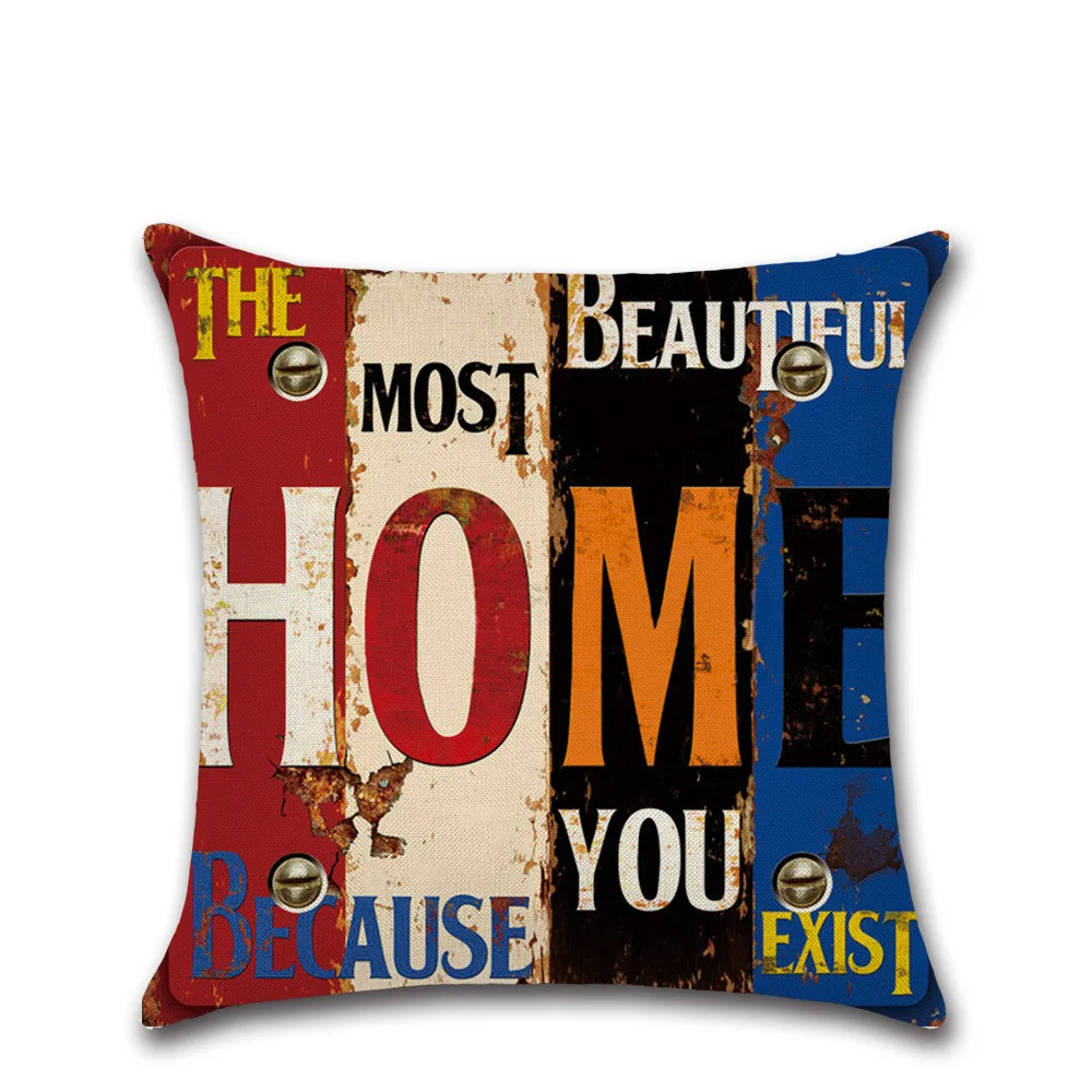 Наволочка для подушки в винтажном стиле с буквенным украшением 45x45 см|Наволочки| |