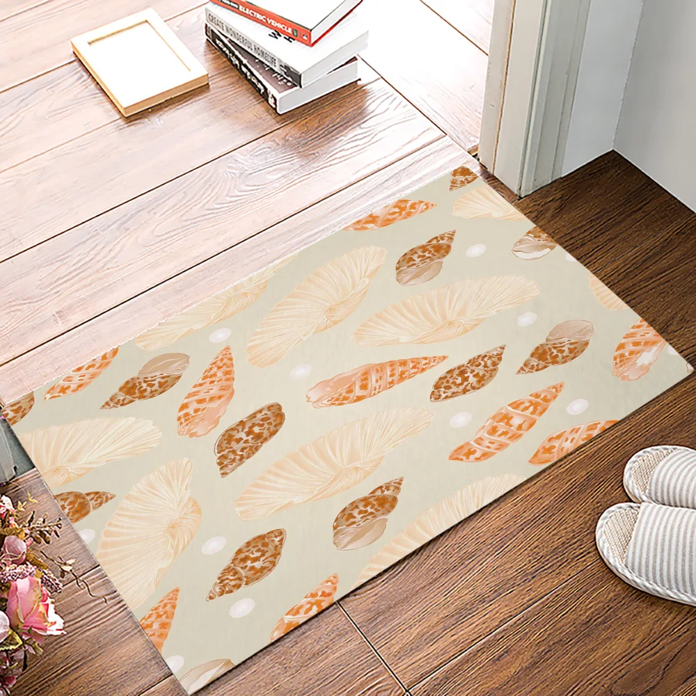 Раковины раковины бежевого искусства текстура пляжа цвет красивый дизайн природы коврик для ванной комнаты
