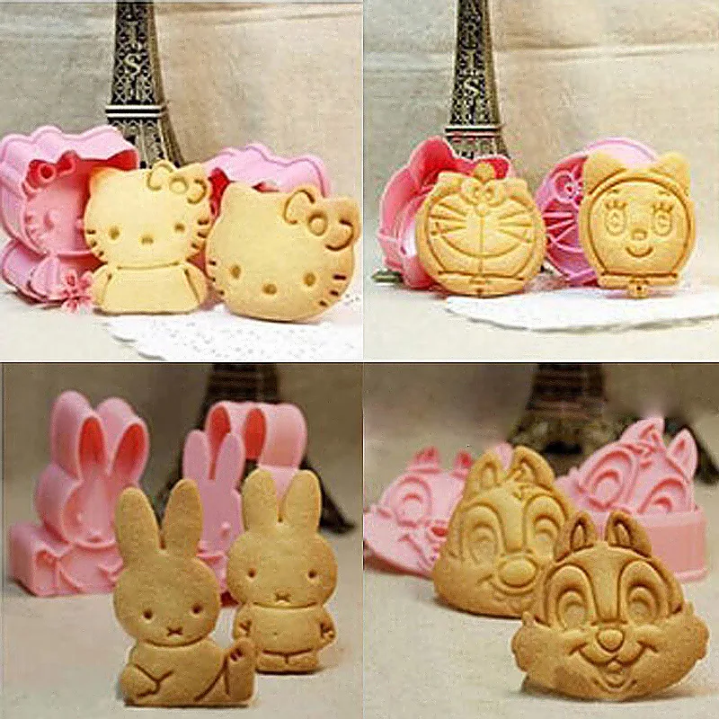 2 шт. инструмент для обжига 3D форма печенья Милая мультяшная животная пластиковая