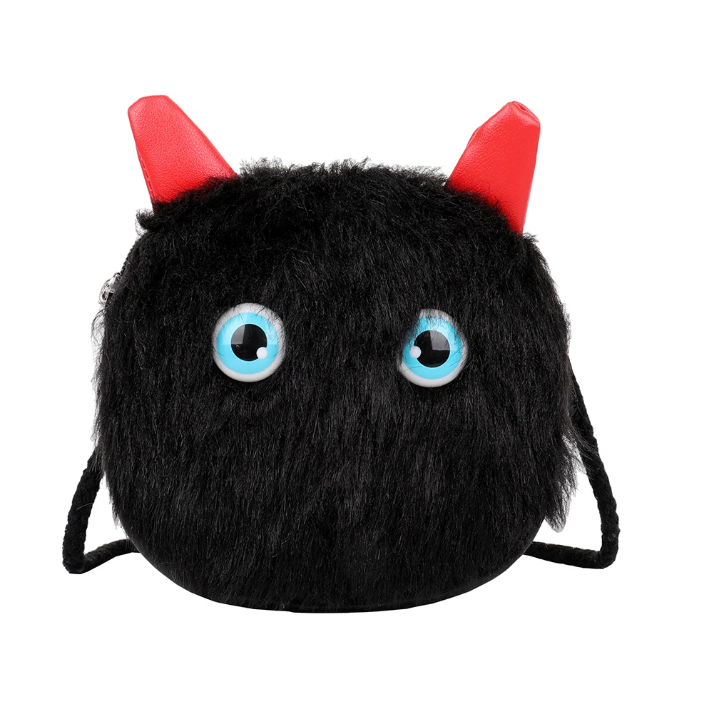 

Youth Ladies Simple Versatile Bag Women Cute Plush Crossbody Bag Cartoon Monster Money Purse Shoulder Handbags