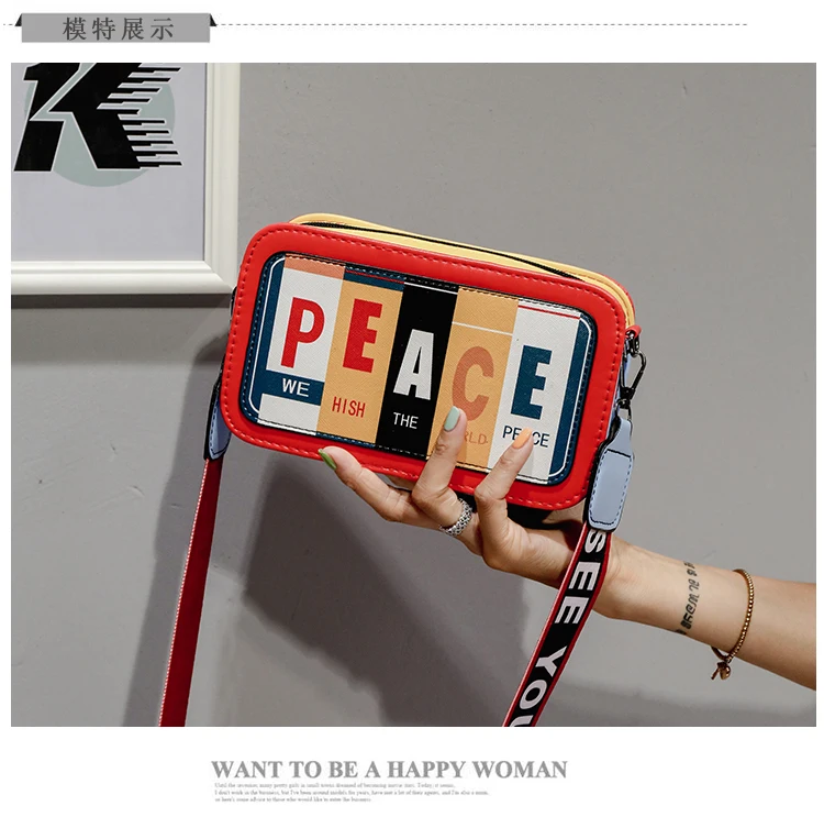 

Милые корейские Сумки из искусственной кожи, сумки на плечо, женская модная сумка через плечо, многофункциональная сумка с буквенным принто...