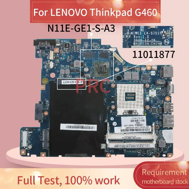 Материнская плата для ноутбука LENOVO Thinkpad G460 11011877 системная HM55 LA 5751P DDR3|Материнские