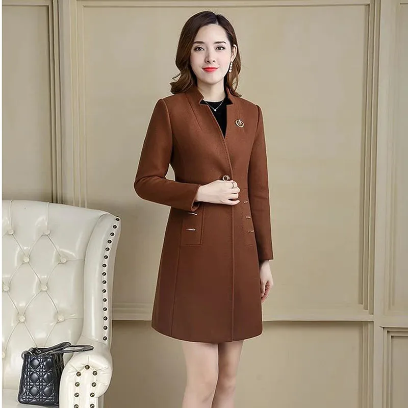 

Plus Size Wool Blend Jacket Women Clothing Fall Winter Wool Coat Slim Thicken Warm Female Elegant Outwear Manteau Femme Hiver