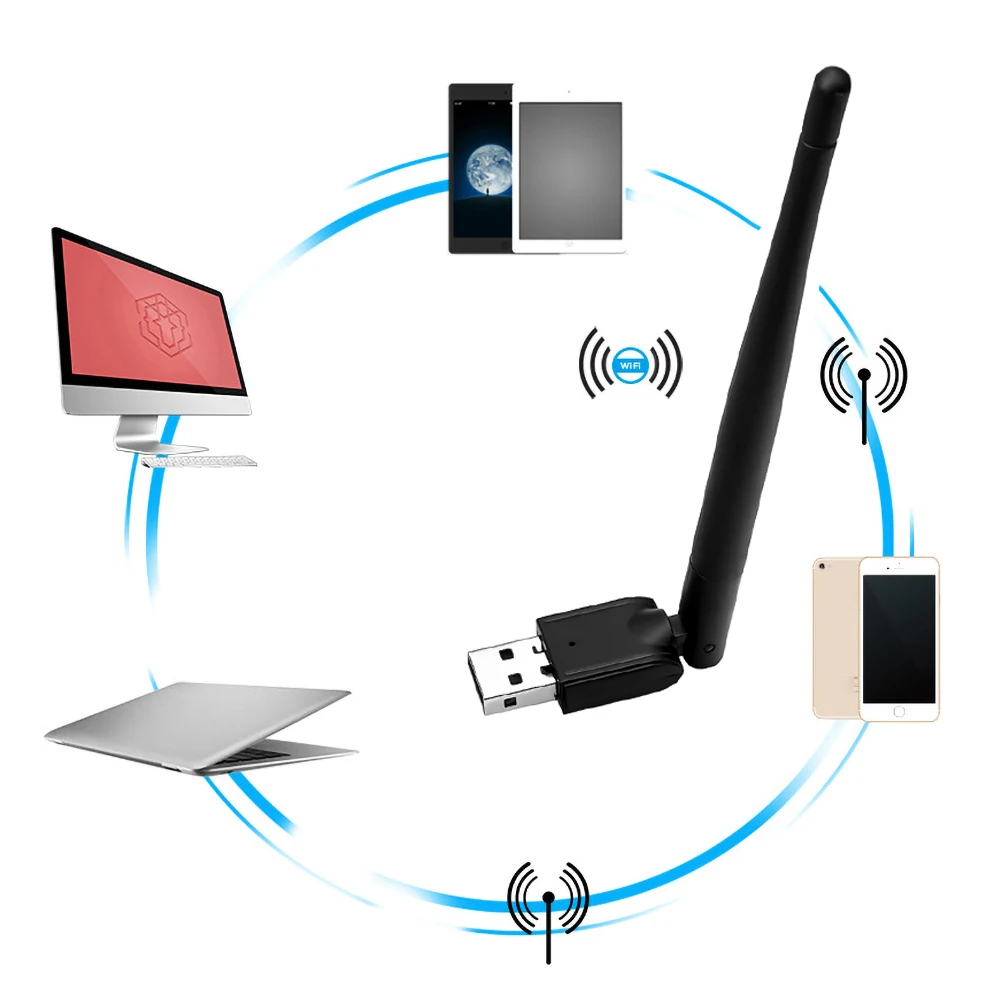 wifi adapter for desktop Kebidu  MT-7601 WIFI USB Adapter 150Mbps USB 2.0 WiFi Wireless Network Card 802.11 B/g/n LAN Adapter With Rotatable Antenna phone lan adapter