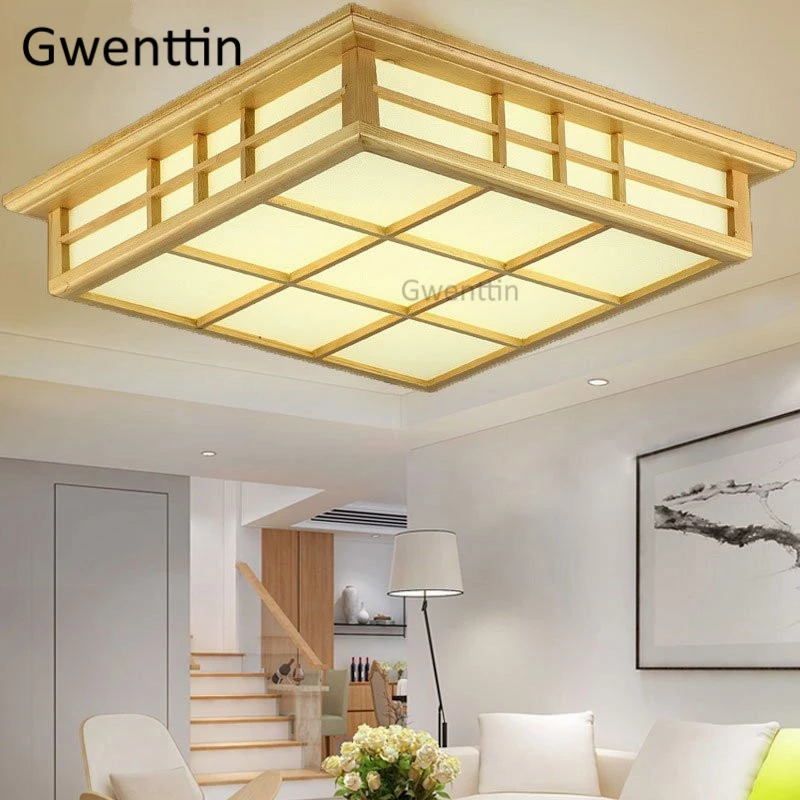 Японский стиль деревянный светодиодный потолочный светильник с татами