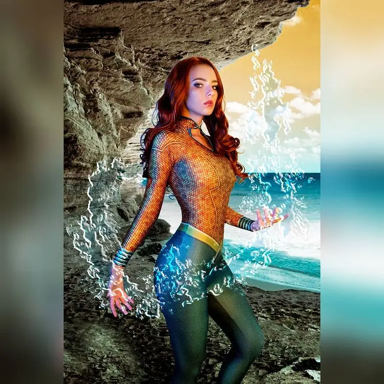 Новинка костюмы для косплея Mera Женский костюм супергероя Zentai аксессуары