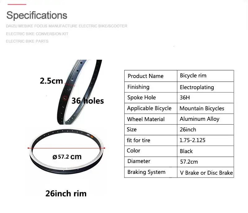 1" 20" 2" 26" 700C 2" колесо для дорожного байка обод алюминиевый сплав MTB 36 отверстий применимые горные велосипеды 57,2 см диаметр аксессуар
