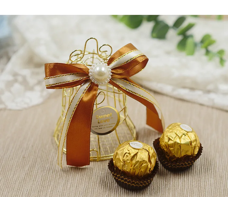 100 шт./лот уникальный дизайн золотая металлическая птичьи клетки коробка для