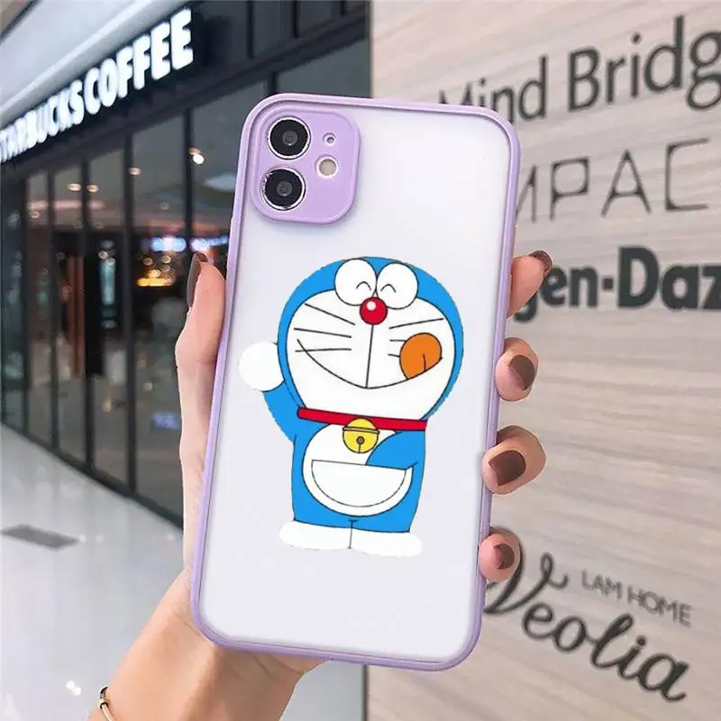 

Japan anime Doraemon Phone Cases Matte Transparent for iPhone 7 8 11 12 s mini pro X XS XR MAX Plus cover funda