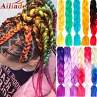 Синтетические косички AILIADE, 24 дюйма, косички, Kanekalon, Омбре, Джамбо косички для наращивания волос, косички, розовые, фиолетовые, африканские женщины,канекалоны для волос,косы,дреды мужские,накладные пряди