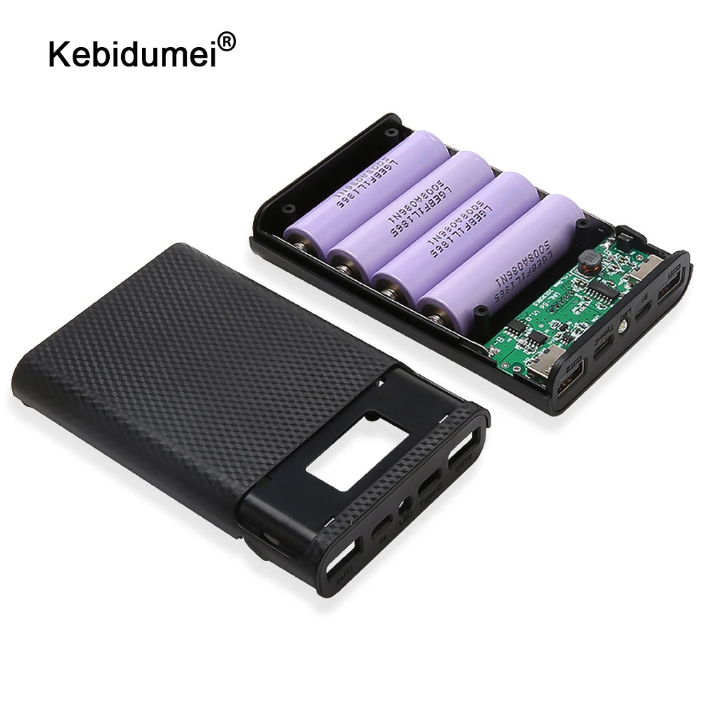 Бокс для хранения заряда аккумуляторов 4x1865 5 В 2 А два порта USB Type-C чехол сделай сам