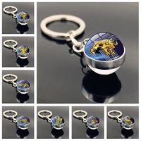 keychain twelve constellation time keychain pendant saint seiya double sided glass ball key chain key ring jewelry