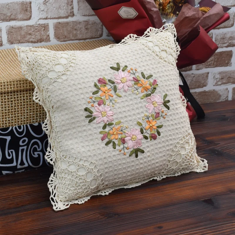 Европейский пасторальный Цветочная подушка хлопок белый кружевной для кресла
