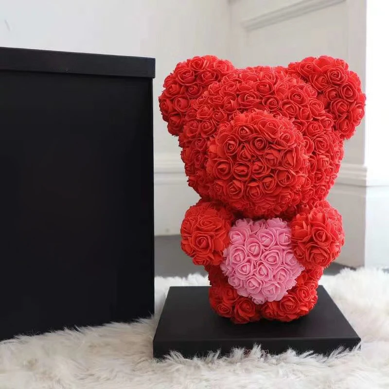 Большой медведь розы с коробкой Роскошная 3D мыльница плюшевый мишка Искусственный цветок розы новогодние подарки дропшиппинг