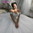 Роскошные свадебные платья с жемчугом 2020, фатиновое свадебное платье со шлейфом для часовни, свадебные платья в африканском стиле для сердечек