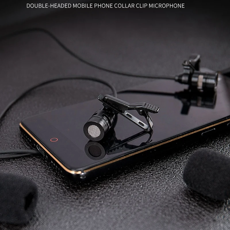 Профессиональный микрофон с двумя головками Lavalier конденсаторный камера для iPhone