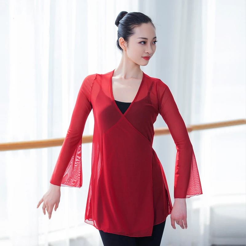 

Song of dancers classical dance clothing adult female overcoat ballet practice clothing top folk dance elastic gauze clothing