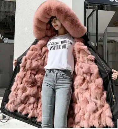

woman parkas Waterproof Outerwear Real Fur Coat Winter Jacket Women Natural Fox Fur Hood Luxury Outerwear Detachable Fur Coat
