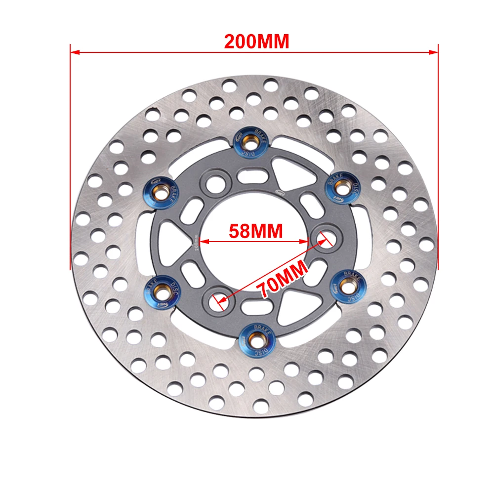 

200mm Motorcycle Floating Brake Disc Disk Rotor Round 57mm Hole To Hole For Yamaha Scooter Aerox Nitro Jog Bws 100 Rsz Force