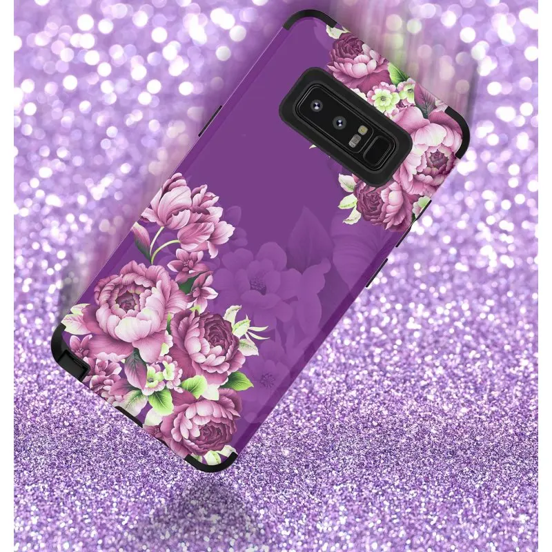 Роскошный чехол 3 в 1 для samsung S10 Note 8 9 S9 Plus жесткий чехол для телефона с цветочным узором Дизайн ПК силиконовый бампер противоударный чехол