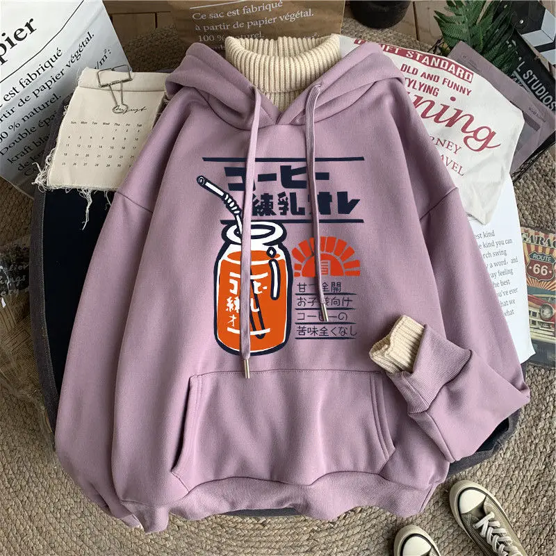 Autumn and Winter Plush Thickened Hooded Sweater Women's Korean Version New Half High Collar Fake Two-piece Coat  Clothes