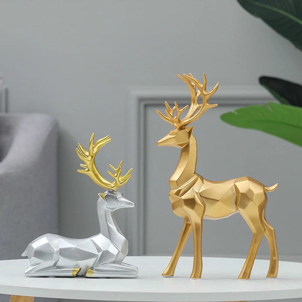 

2PCS/Set Home Decor Resin Deer Head Figurine Statue Nordic Crafts Figurines Sculpture Creative Modern Home Decor Art Ornament