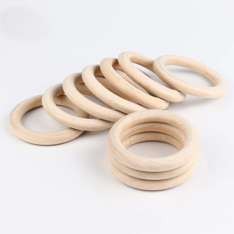 Free shipping 100 pcs 70mm DIY Natural beech Ring Teething Ring round beech Wood rings super quality teether 2.75 inch