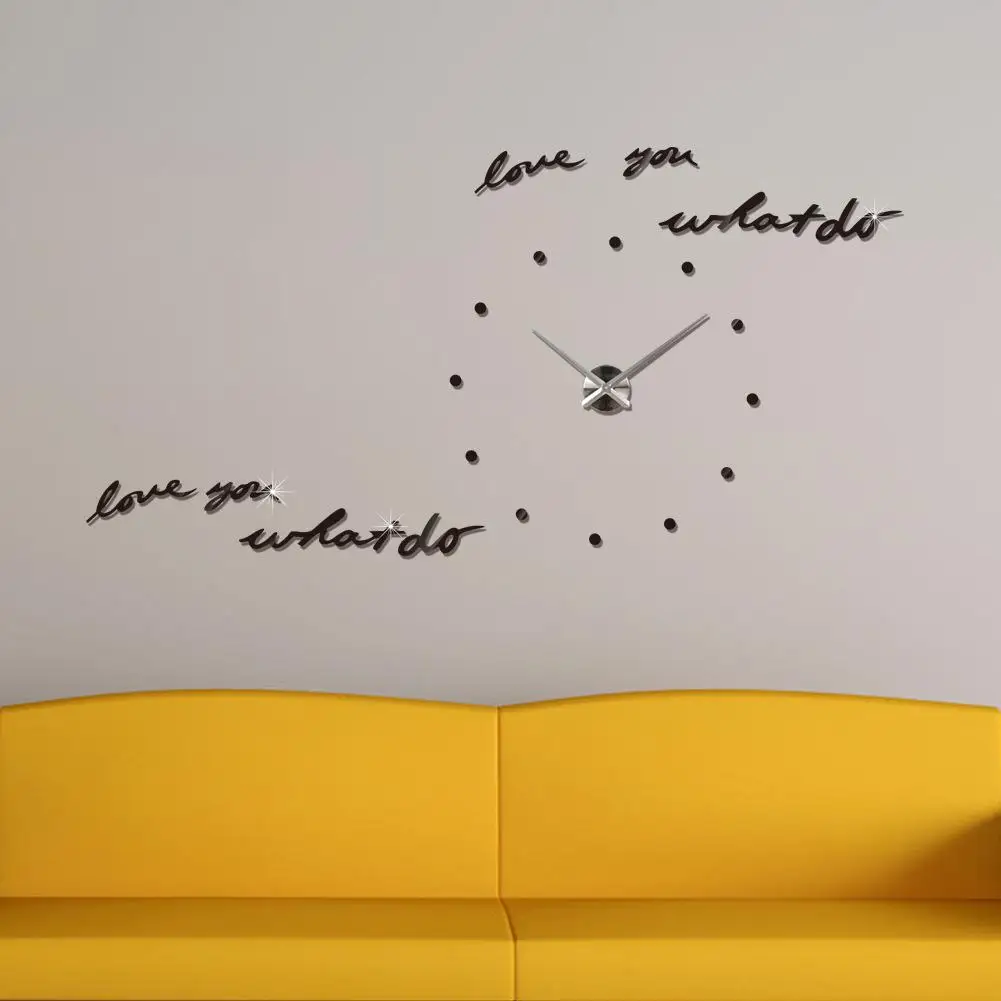 Современные большие настенные 3d-часы с зеркальной поверхностью Самоклеящиеся