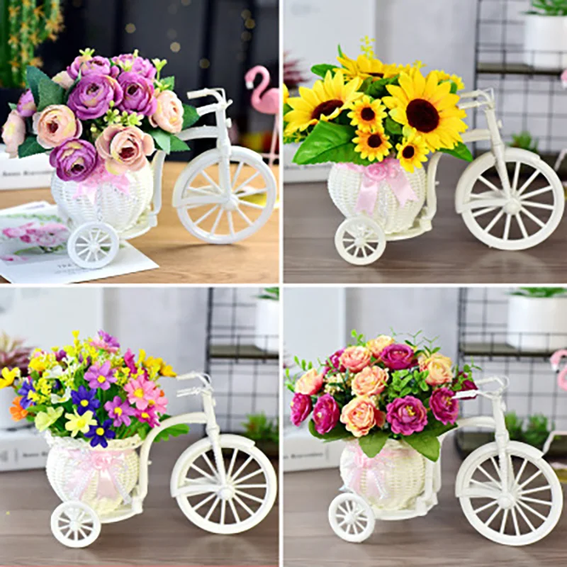 Imitation flower bicycle set plastic artificial home potted bonsai furnishing furniture indoor decoration decor flow | Дом и сад