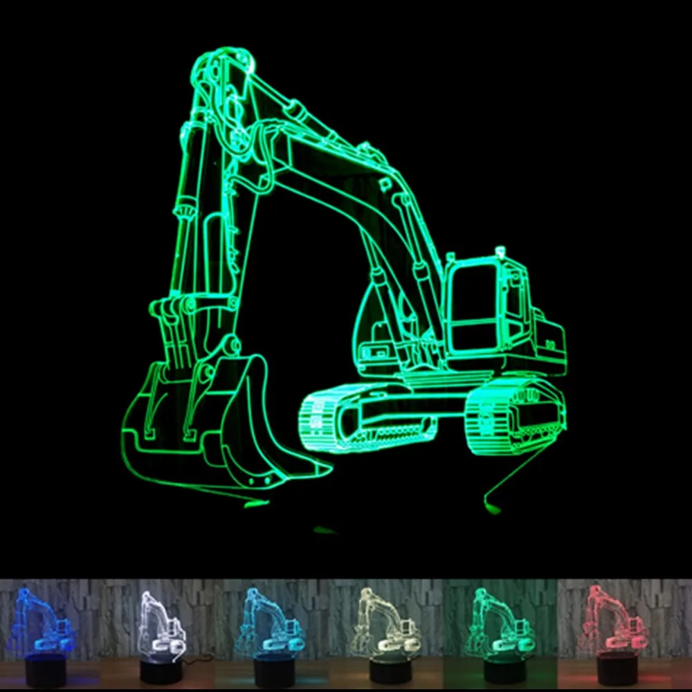 Автомобильный 3D светильник 7 цветов с USB подсветкой эффектом иллюзии сенсорный