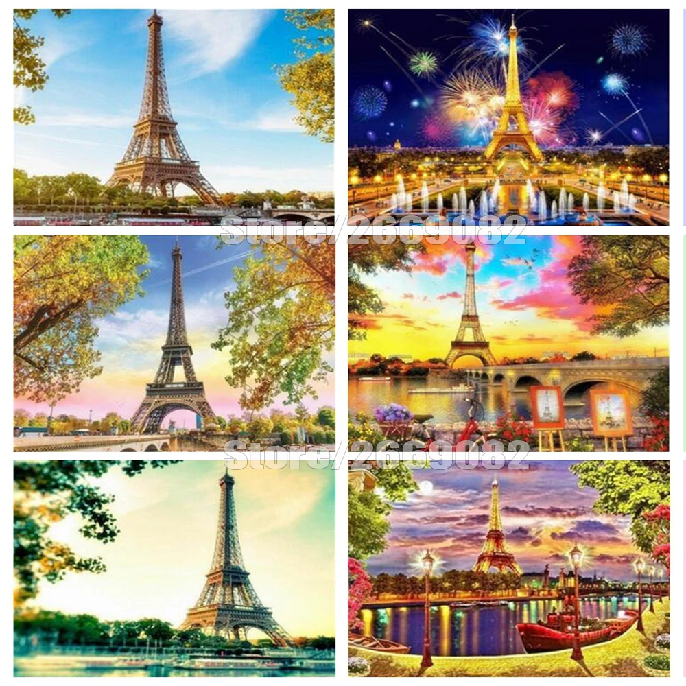 Алмазная живопись живописный Париж вышивка ручной работы декорации домашнее