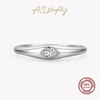 Ailmay минималистичное серебряное кольцо на палец для женщин с блестящим прозрачным Цирконом 100%, Изящные Ювелирные изделия в минималистическом стиле, новый стиль 2021