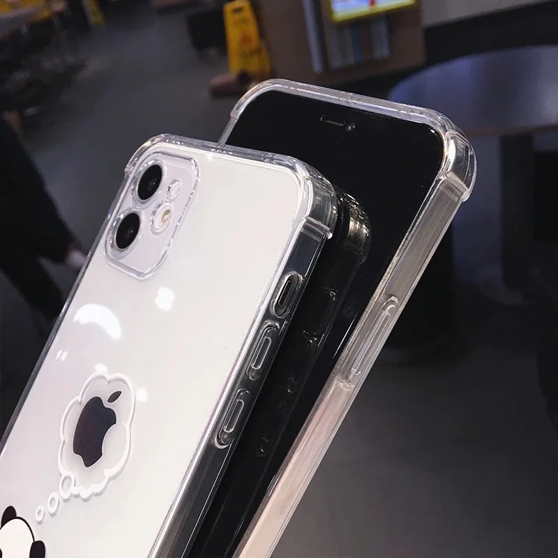 

Cute Cartoon Bear Panda Phone Case For IPhone 12 11 Pro Max 11 Pro 12 XS Max XR XS X 7 8 Plus Transparent Soft Shockproof Cover