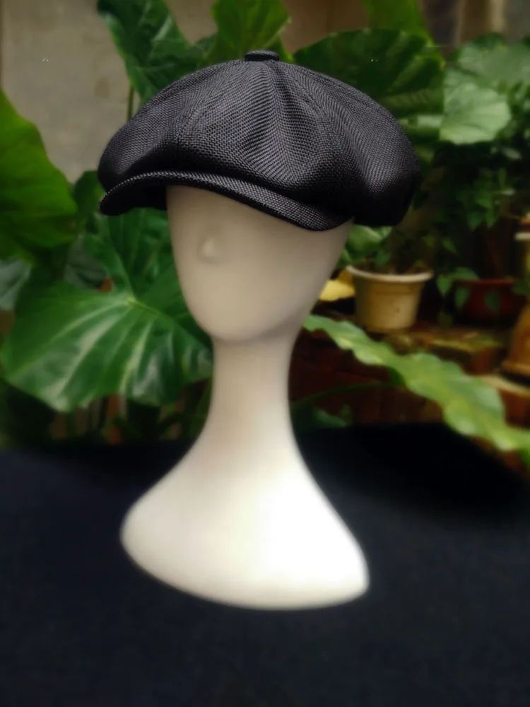 Newsboy cotton and linen tothe octagonal cap beret big head circumference hat shading retro black newsboy cap of England