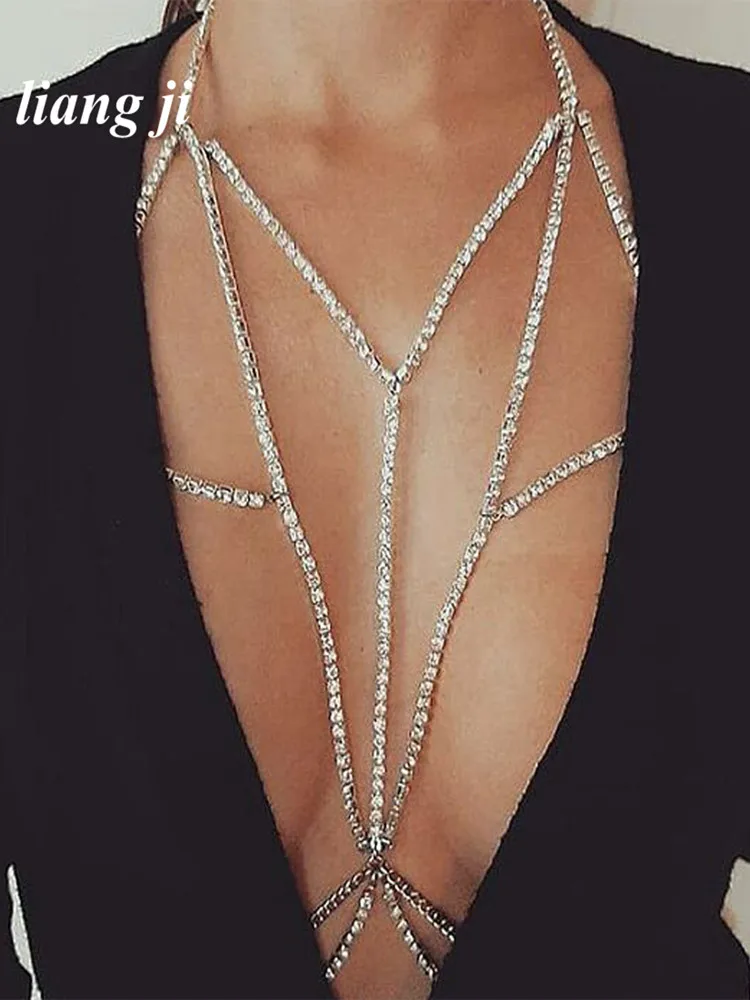 Сексуальная цепочка для тела нагрудная с кристаллами искусственная кисточка