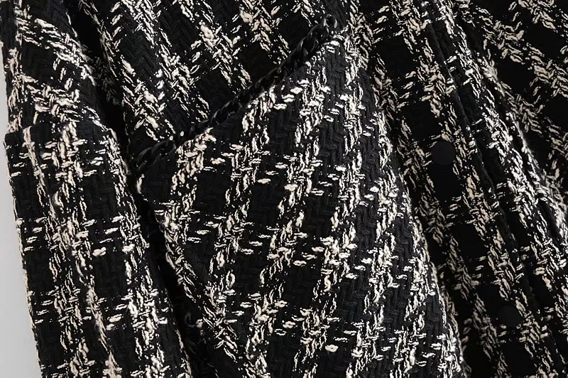 

Women 2020 Fashion With Pockets Oversized Tweed Jacket Coat Vintage Long Sleeve Frayed Tassel Female Outerwear Chic Top C376