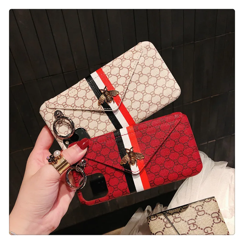 Luxury Bee metal Flip Wallet Leather Phone Case For iPhone 11 Pro Max Xr X XS 7 8 Plus 7Plus Brand Fashion Gift Cover Fundas |