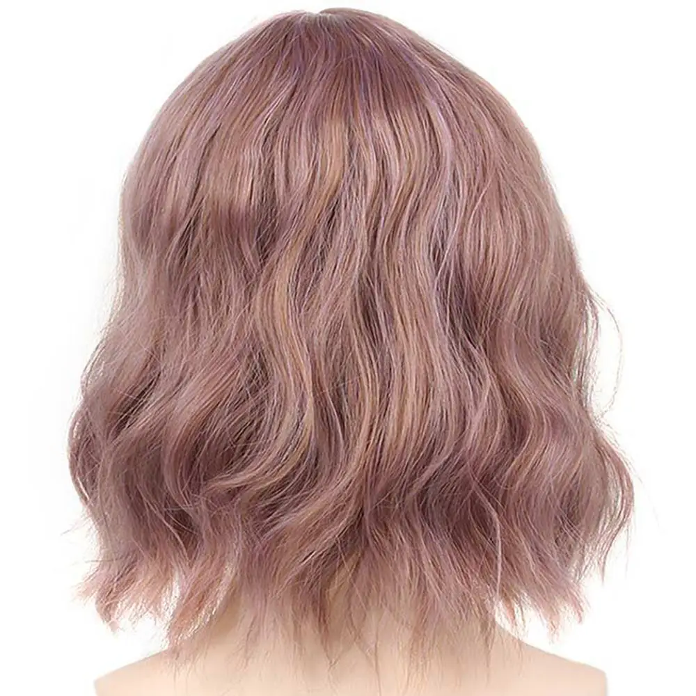 BoTeng Pageup Short Natural Wave Synthetic Wig For Black Women Purple Wigs with Bangs Heat Resistant Fiber Hair Wigs - Цвет: BoTeng